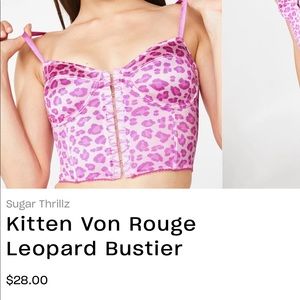 Sugar Thrillz Hot Pink Kitten von Rouge Leopard Print Bustier & Skirt Set